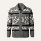 Men's Jacquard Shawl-Collar Cardigan – Patterned Knit