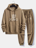 Men's Printed Relaxed Tracksuit – Cotton Blend Hoodie Set
