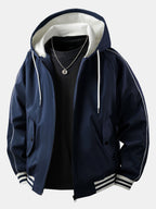 Men's Relaxed Hooded Bomber Jacket – Contrast Lined Zip-Up Outerwear