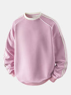 Men's Striped Waffle Crew Neck Sweatshirt