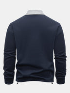 Men's Relaxed Fit Quarter-Zip Polo Sweatshirt
