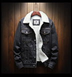 Men's faux fur-Lined Denim Jacket – Button-Front Layer