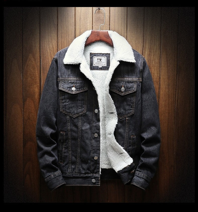 Men's faux fur-Lined Denim Jacket – Button-Front Layer