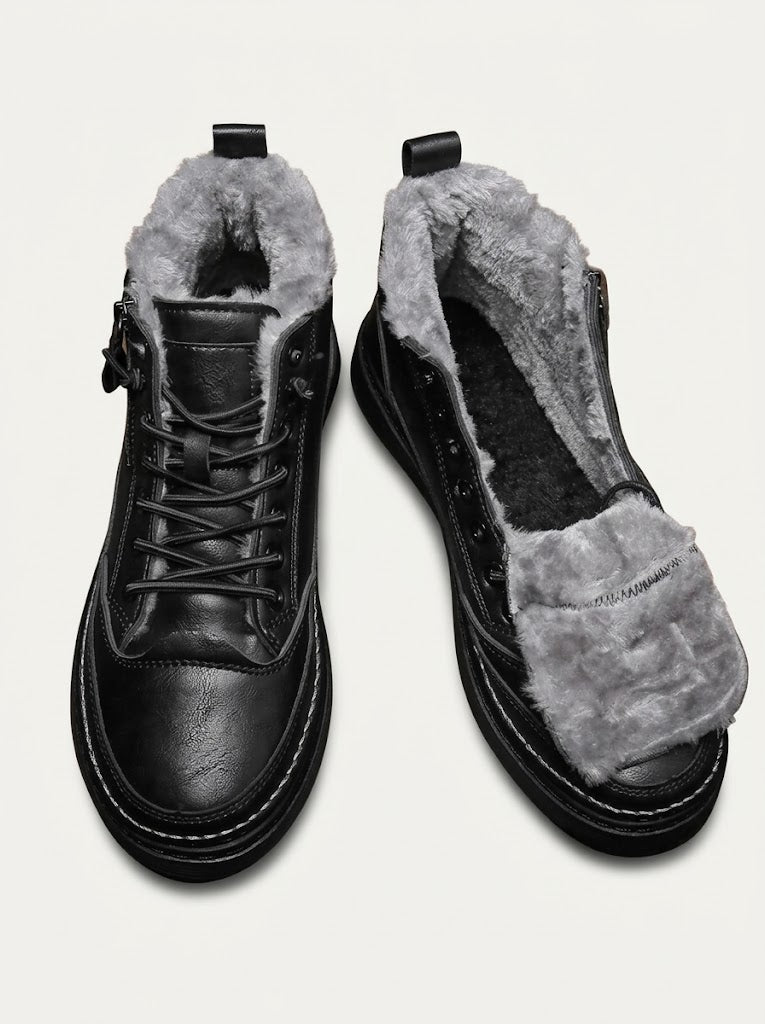 Men's faux fur-Lined leather-look Ankle Boots