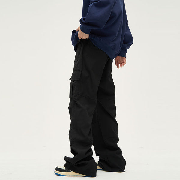 Men's Baggy Cargo Work Pants – Heavy Duty Utility Trousers in Black or Dark Brown