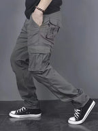 Men's Straight-Leg Cargo Trousers in Black