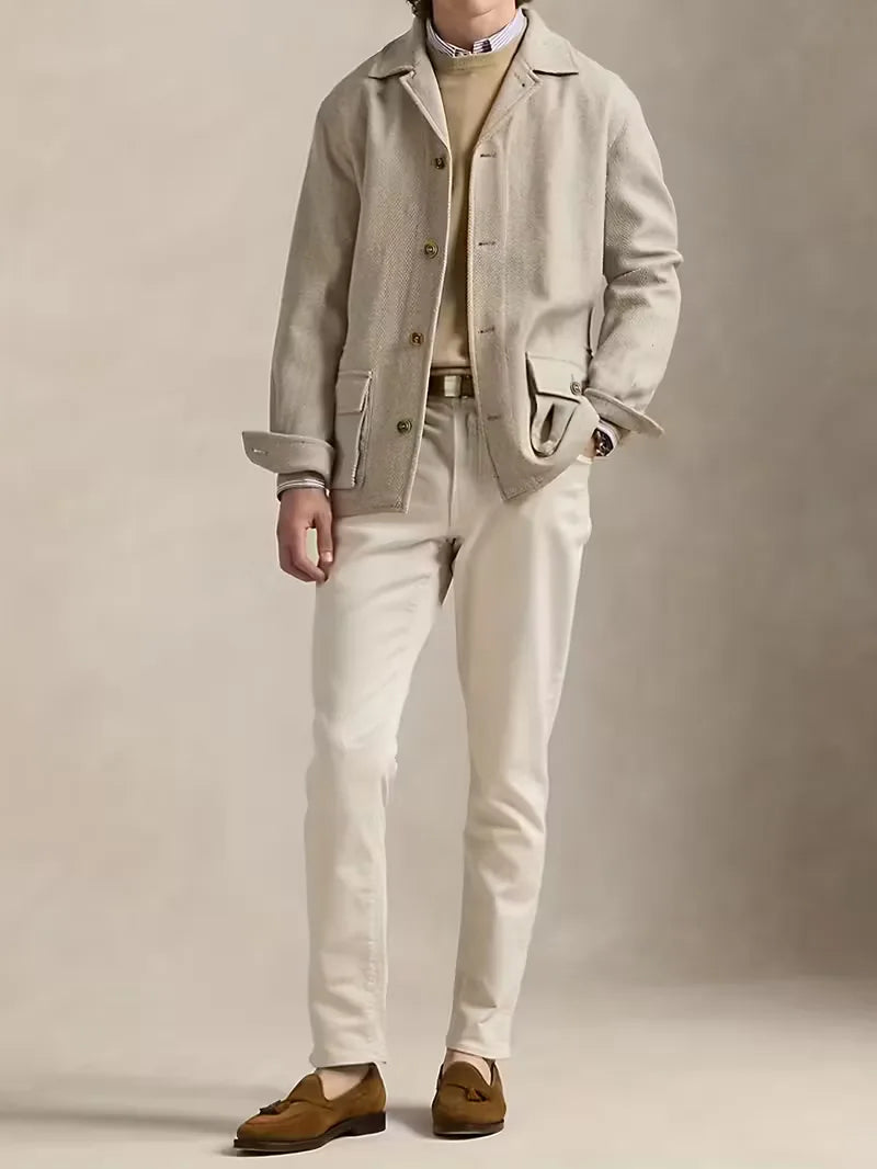 Men's Herringbone Trench Coat