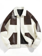 Men's Panelled Faux Leather Zip Jacket