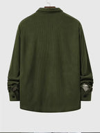 Men's Ribbed Long Sleeve Shirt with Chest Pocket