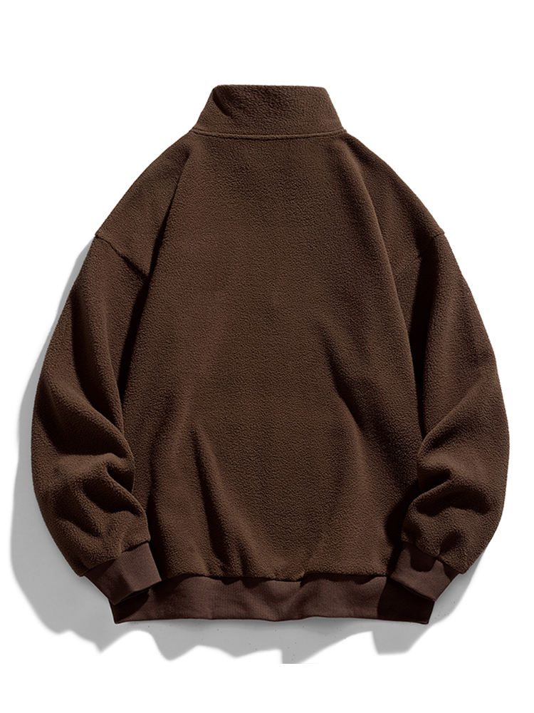 Men's Teddy Fleece Half-Zip Sweatshirt – Relaxed Fit Warm Pullover
