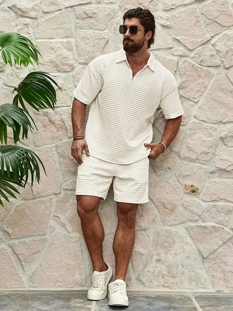 Men's Textured Top and Shorts Co-Ord