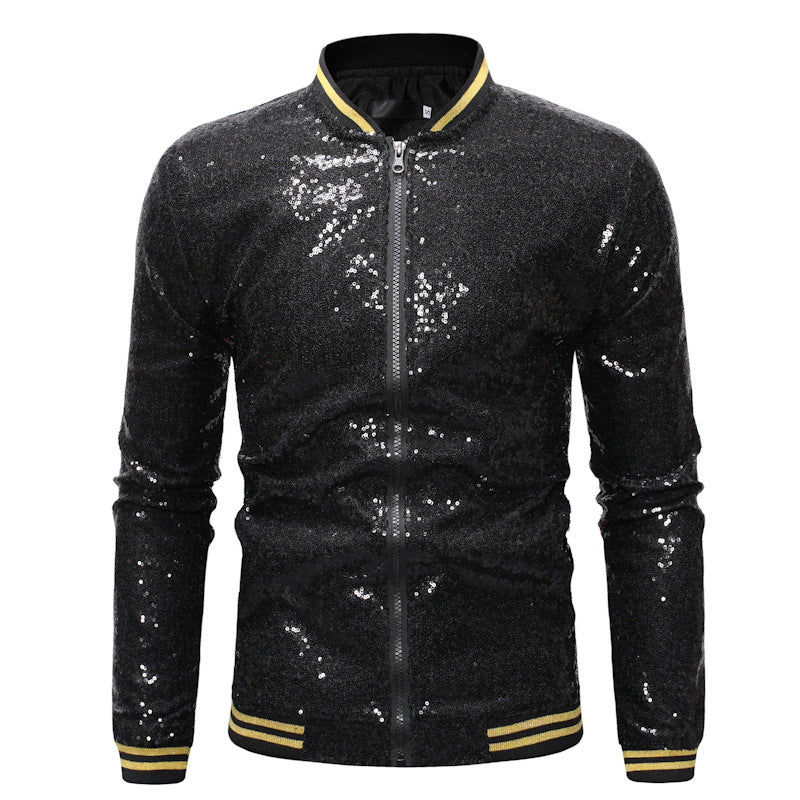 Men's Sequin Bomber Jacket – Full-Zip Party Jacket