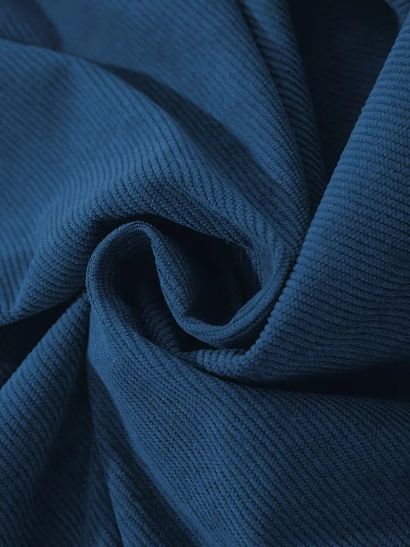 Men's Ribbed Long Sleeve Shirt with Chest Pocket