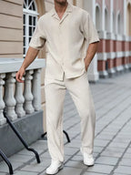 Men's Pinstripe Shirt and Trousers Set