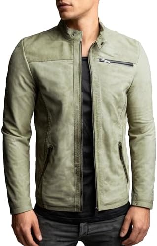Men's Vintage leather-look Stand-Collar Jacket