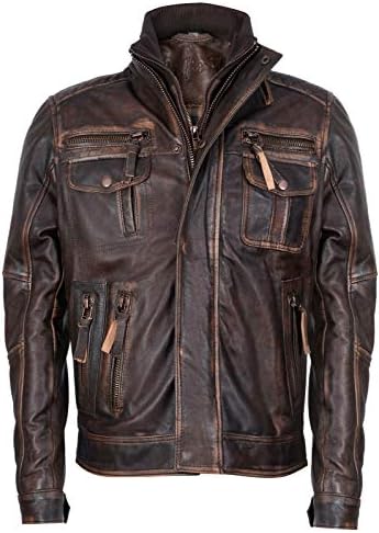 Men's Insulated Vintage Nappa leather-look Biker Jacket