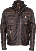 Men's Insulated Vintage Nappa leather-look Biker Jacket
