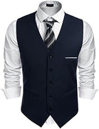 Men's Classic Slim Fit Formal Waistcoat – Tailored V-Neck Buttoned Suit