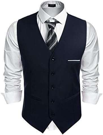 Men's Classic Slim Fit Formal Waistcoat – Tailored V-Neck Buttoned Suit