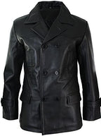 Men's Double-Breasted leather-look Peacoat