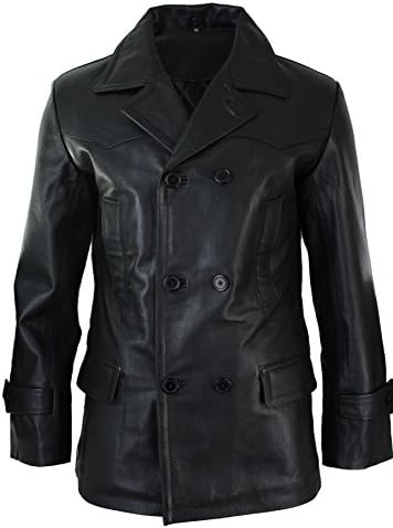Men's Double-Breasted leather-look Peacoat