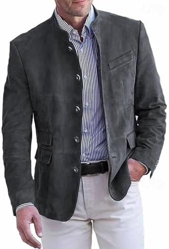 Men's Stand-Collar Casual Blazer – Regular-Fit Button-Front Tailored Jacket