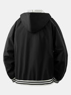 Men's Relaxed Hooded Bomber Jacket – Contrast Lined Zip-Up Outerwear