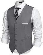 Men's Classic Slim Fit Formal Waistcoat – Tailored V-Neck Buttoned Suit