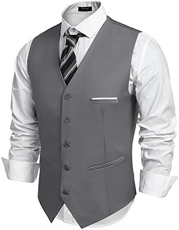 Men's Classic Slim Fit Formal Waistcoat – Tailored V-Neck Buttoned Suit