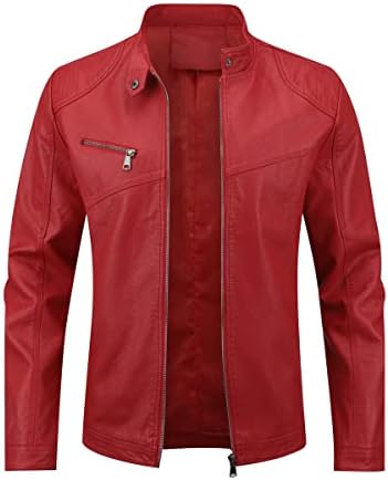 Men's Sleek Faux-Leather Biker Jacket – Minimal Stand-Collar Zip-Up Moto