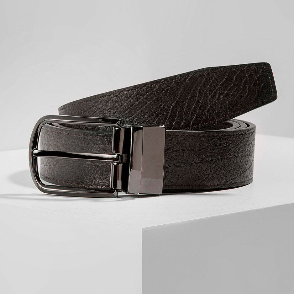Men's Reversible leather-look Belt – Rotating Buckle Adjustable Waist Strap