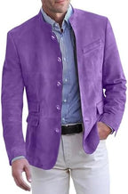 Men's Stand-Collar Casual Blazer – Regular-Fit Button-Front Tailored Jacket
