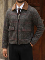 Men's Bomber Jacket with Collared Neckline