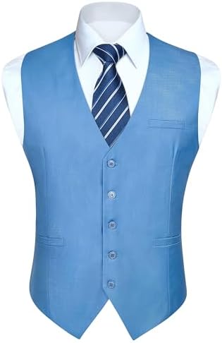 Men's Plain Formal Waistcoat with V-Neck and Welt Pockets