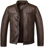 Men's Genuine Sheepskin leather-look Biker Jacket