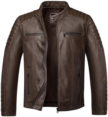 Men's Genuine Sheepskin leather-look Biker Jacket