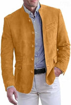 Men's Stand-Collar Casual Blazer – Regular-Fit Button-Front Tailored Jacket