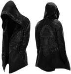 Men's Printed Longline Hooded Cardigan with Draped Open Front