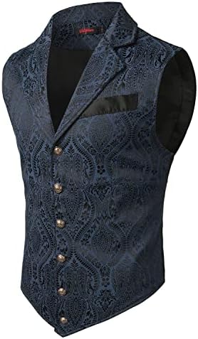 Men's Jacquard Formal Waistcoat – Ornate Single-Breasted Tailored Vest