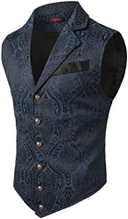 Men's Jacquard Formal Waistcoat – Ornate Single-Breasted Tailored Vest