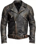 Men's Distressed leather-look Moto Jacket
