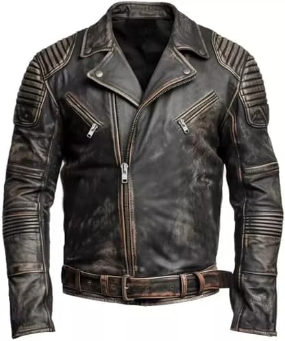 Men's Distressed leather-look Moto Jacket