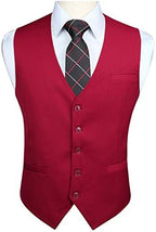 Men's Plain Formal Waistcoat with V-Neck and Welt Pockets