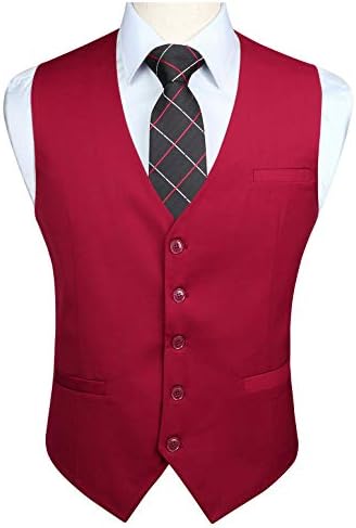 Men's Plain Formal Waistcoat with V-Neck and Welt Pockets