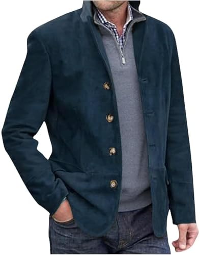 Men's Stand-Collar Casual Blazer – Regular-Fit Button-Front Tailored Jacket