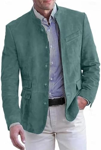 Men's Stand-Collar Casual Blazer – Regular-Fit Button-Front Tailored Jacket