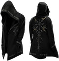 Men's Printed Longline Hooded Cardigan with Draped Open Front