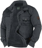 Men's Fleece-Lined Winter Jacket – Sherpa Collar Multi-Pocket Utility Layer