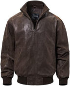 Men's leather-look Bomber Jacket – Ribbed Stand-Collar Casual Layer