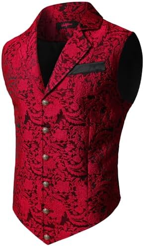 Men's Jacquard Formal Waistcoat – Ornate Single-Breasted Tailored Vest